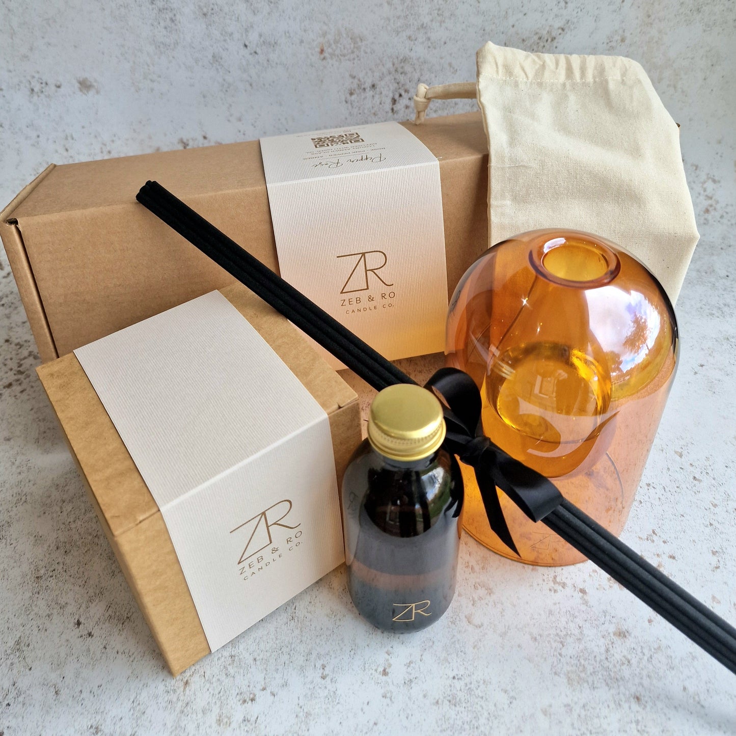 Luxury Amber Glass Vase - Reed Diffuser Set