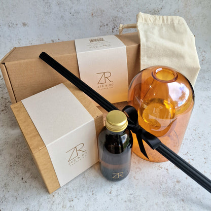 Luxury Amber Glass Vase - Reed Diffuser Set