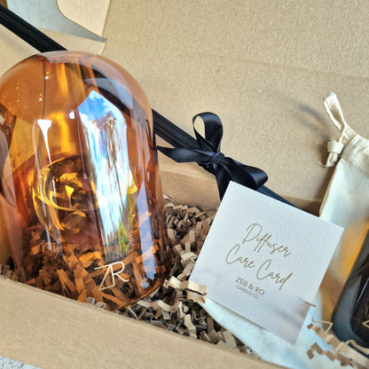 Luxury Amber Glass Vase - Reed Diffuser Set