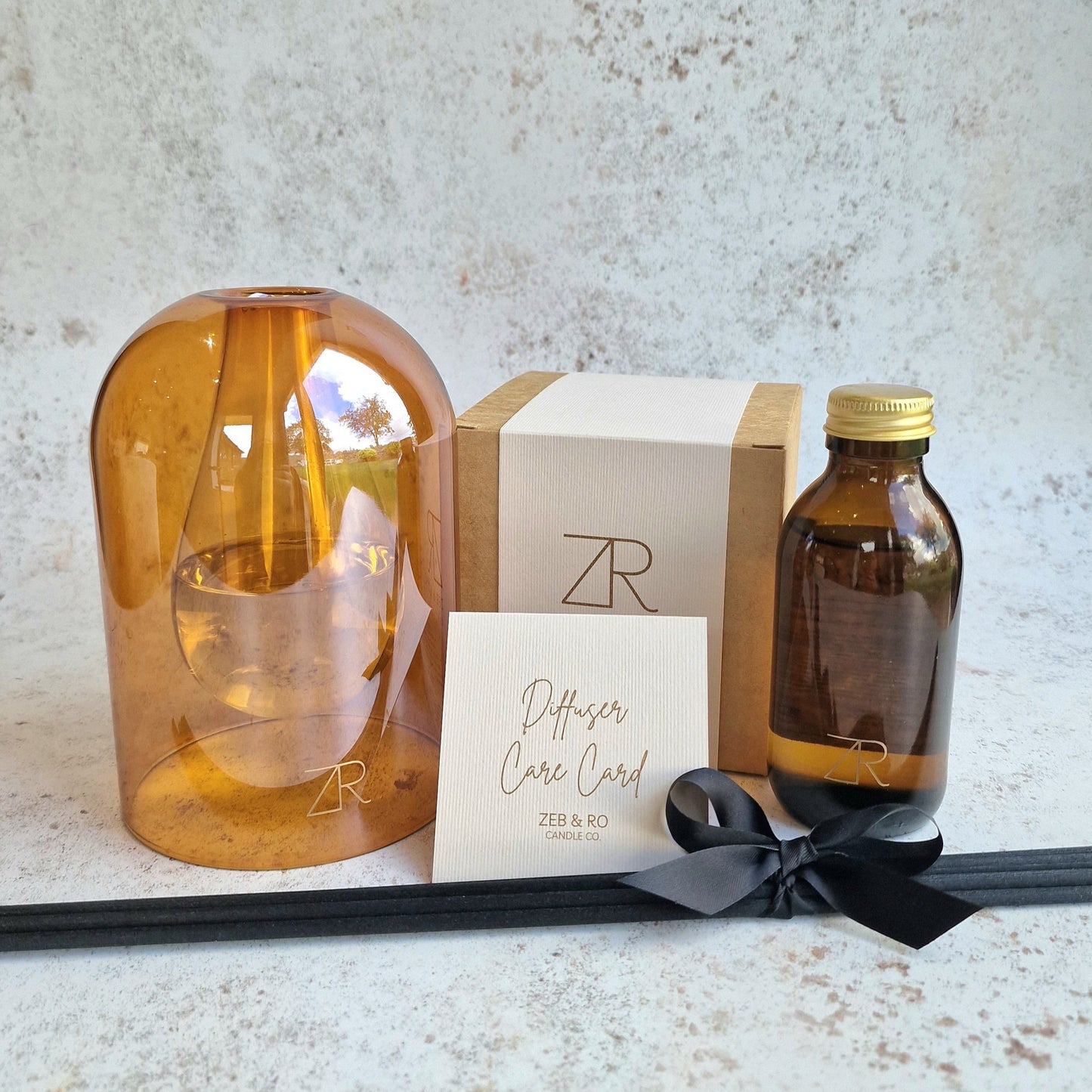 Luxury Amber Glass Vase - Reed Diffuser Set