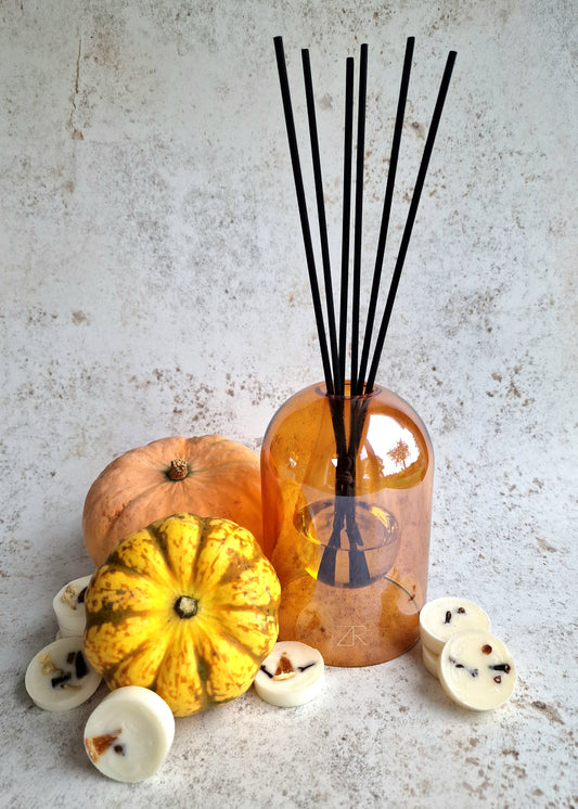 Autumn Luxury Amber Glass Vase - Reed Diffuser Set