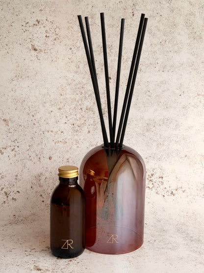 Autumn Luxury Amber Glass Vase - Reed Diffuser Set
