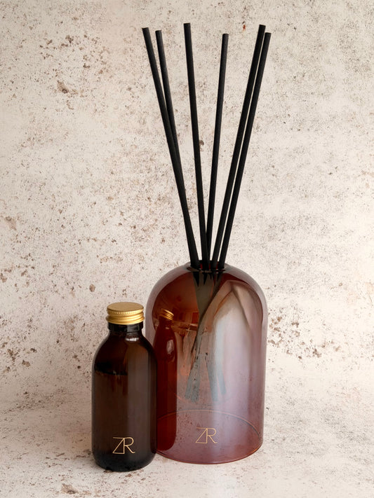 Autumn Luxury Amber Glass Vase - Reed Diffuser Set